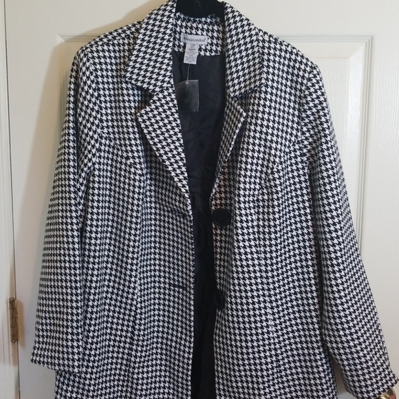 JESSICA LONDON HOUNDSTOOTH PRINT COAT LIGHTWEIGHT - Picture 1 of 7